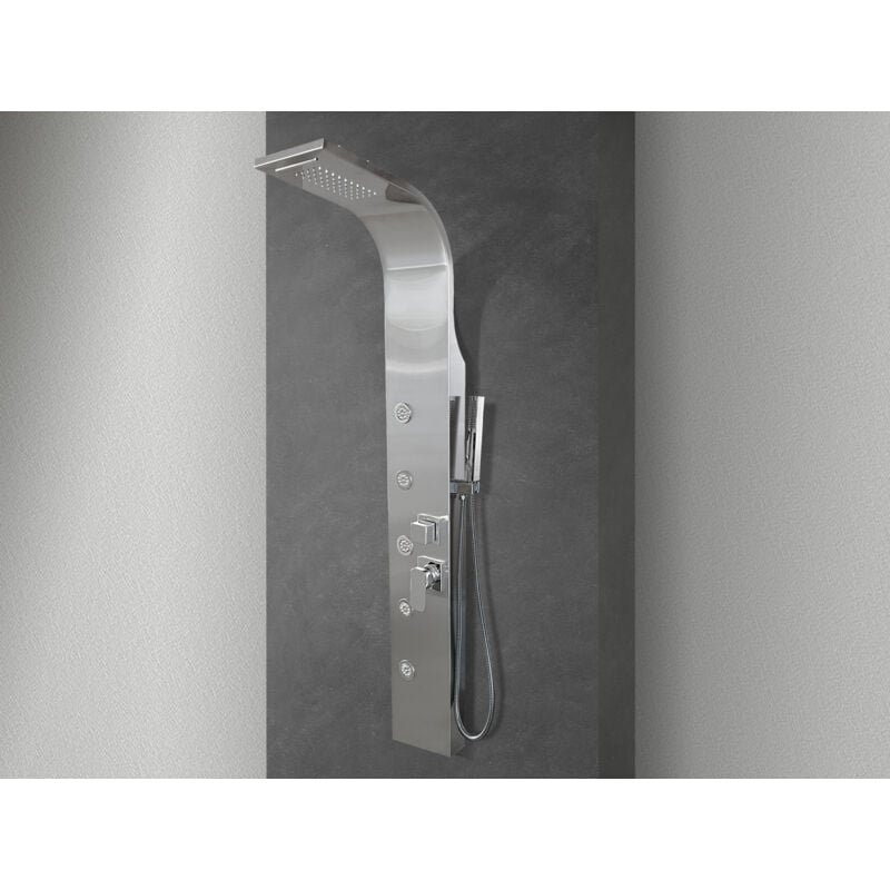 Colonne de douche hydromassage avec quatre fonctions en acier brossé - Nala