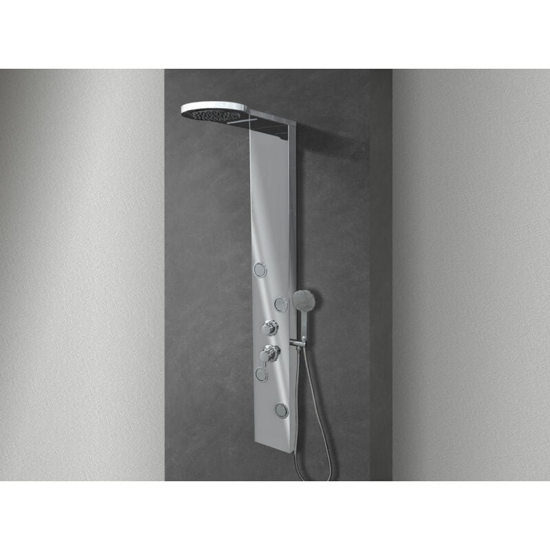 Colonne de douche hydromassage avec quatre fonctions en acier Inox brossé - Nala