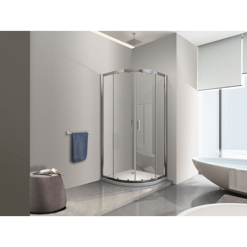 Nala - Douche de 6 mm angulaire semi-circulaire avec profil chromé H.190 (receveur non inclu) 80 x 80