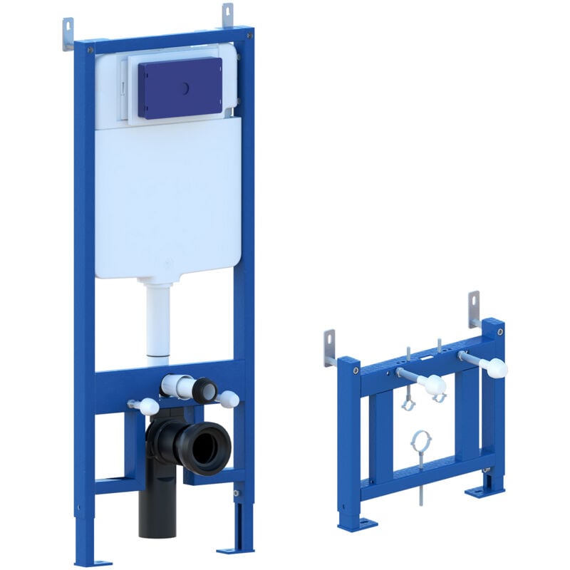 Ensemble Structure , Cuvette , Cadre D'Encastrement Complet Avec Plaque Inox Pour Sanitaires Salle De Bain wc Et Bidet Suspendus - Nala