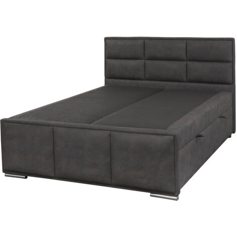 NALA - Lit-Coffre Boxspring 160x200cm Simili Cuir Marron