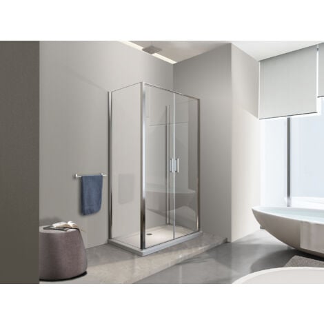 NALA Porta Battente Saloon  + 2 Lati Fissi Box Doccia 6 Mm Cromo 2 Fisse 67,5-70 + Saloon 82-85