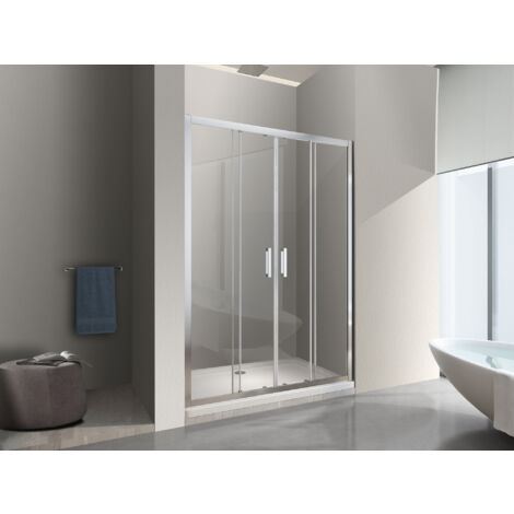 NALA Porta doccia vetro 6 mm con apertura centrale a 4 ante per installazione in nicchia Altezza 190 cm 153-158