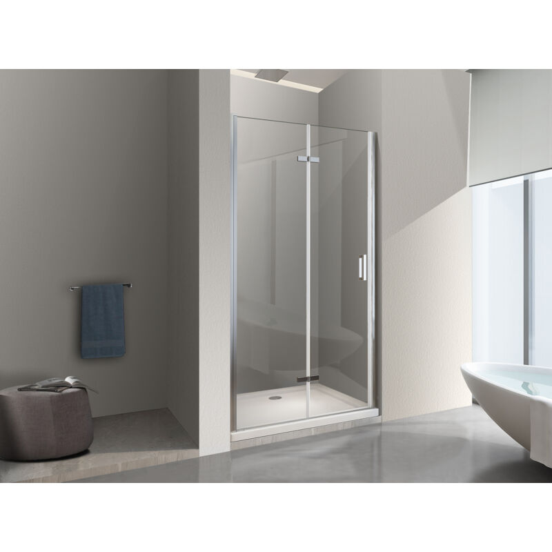 Porte de douche 6 mm pliante pour installation en niche - 93-96,5 - Nala