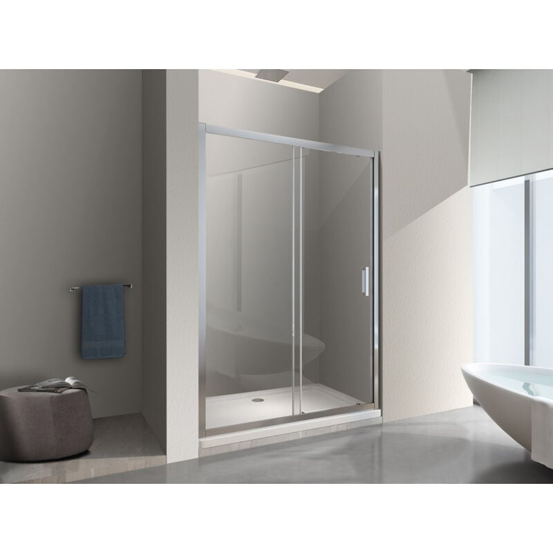 Porte de douche de 6 mm pour installation en niche H.190 avec overture coulissante - 140-145 cm - Nala
