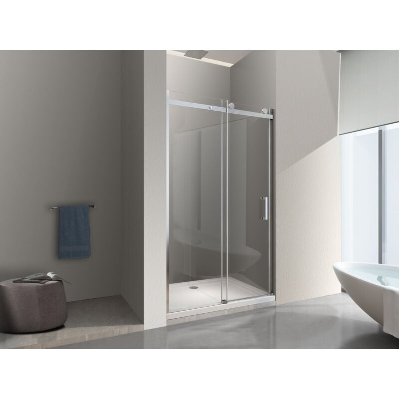 Porte de douche de 8 mm pour installation en niche H.190 avec ouverture coulissante et rèversible - 140 cm - Nala