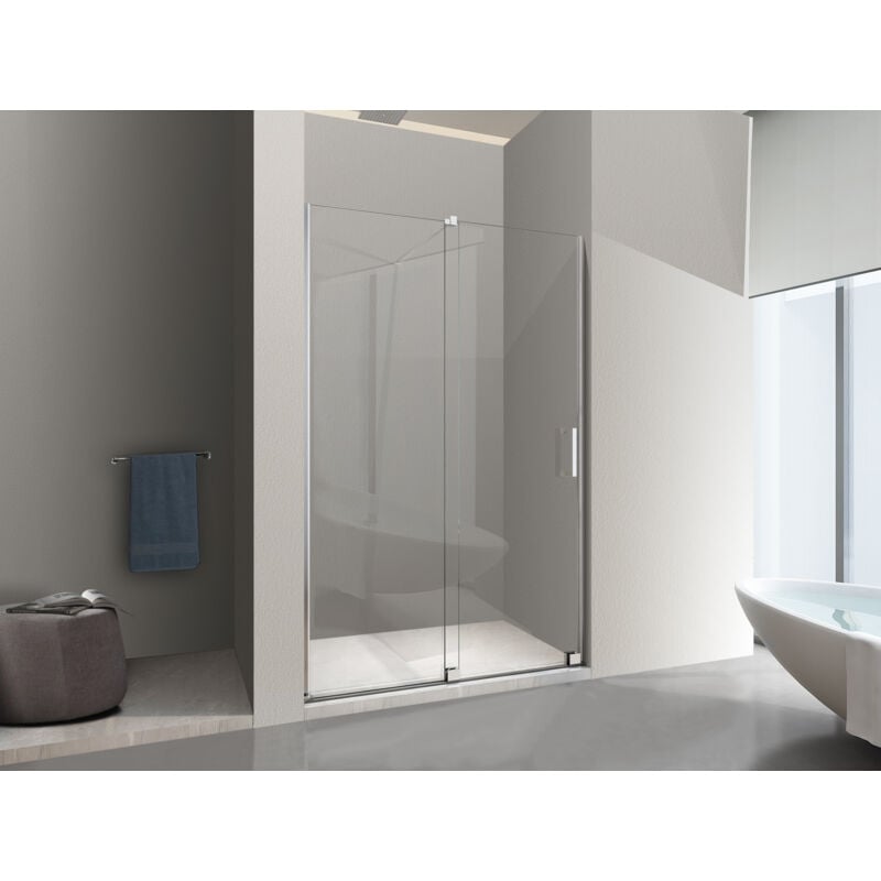 Porte pour installation en niche type Walk-In coulissante h 200, cadre chromé réversible Cm.130 réglable 126-130 cm - Nala