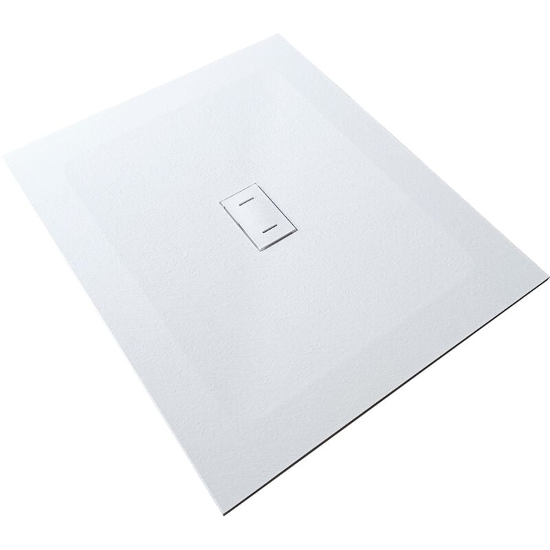 Receveur de douche smc en fibre de verre effet pierre avec bonde inclus h. 2,6 cm 100x120 blanc - Nala
