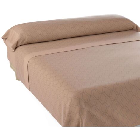 Nalui Juego de Sábanas Beig / Blanco Gea Tejido Polycotton, Lavable a 30º y Fácil Planchad