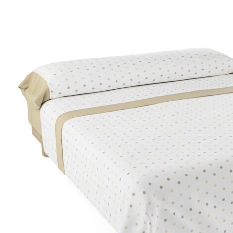 Nalui Juego de Sábanas Beig Maia Tejido Polycotton, Lavable a 30º y Fácil Planchado