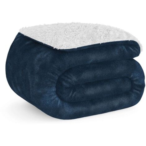 Nalui Manta Azul Marino  Grande (150x200cm), Suave, Cálida, Lavable 30º, Resistente a Arrugas. Ideal para Cama 90/105 o Sofá