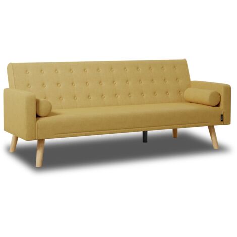 Nalui Sofá Cama Amarillo One Dots 3 Plazas Acolchado