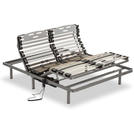 Nalui Somier articulado 150x200x25cm Gris ProCare con Mando ProCare, 11 Láminas Madera de Haya de 10 cm y Estructura de Acero