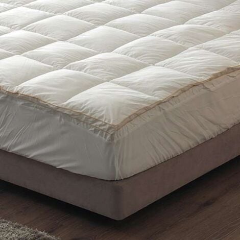 Nalui Topper Colchón Blanco Vivo Oro 600gr Fibra Hueca Siliconada y Ajustable con Faldón Elástico