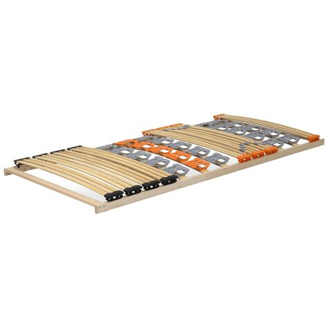 NAM Sommier à lattes ergonomique en bois avec plots de soutien 7 zones de confort 80X200 cm