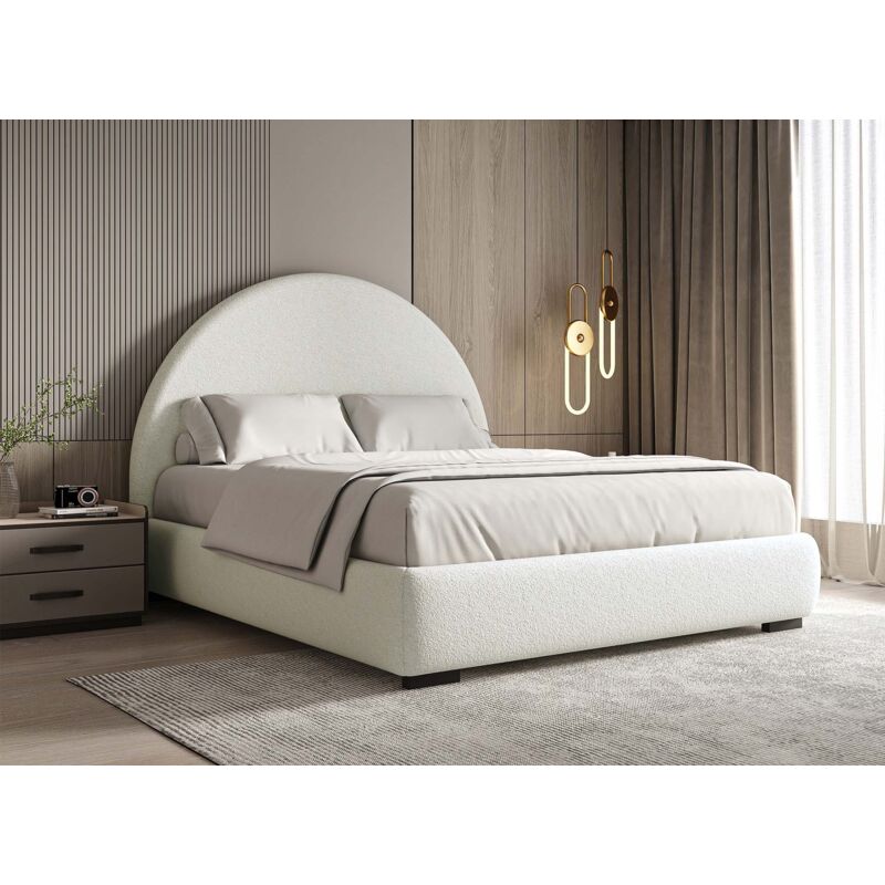 Deco In Paris - namy - Lit double effet peau de mouton blanc écru namy 140 x 190 cm