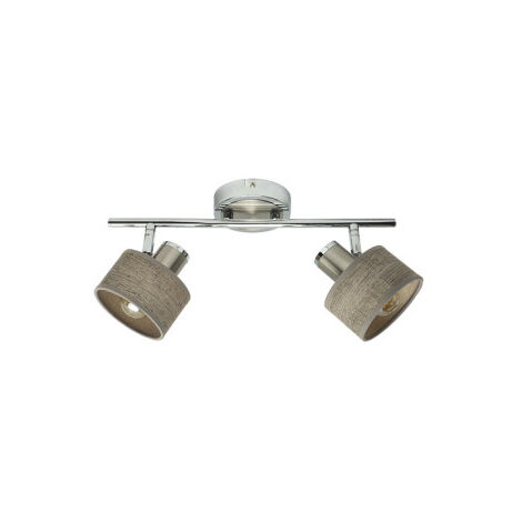 Nando Strip 2xe14 Chrome-nickel/bois gris Spots Orientables 16x36.5x10 Cm