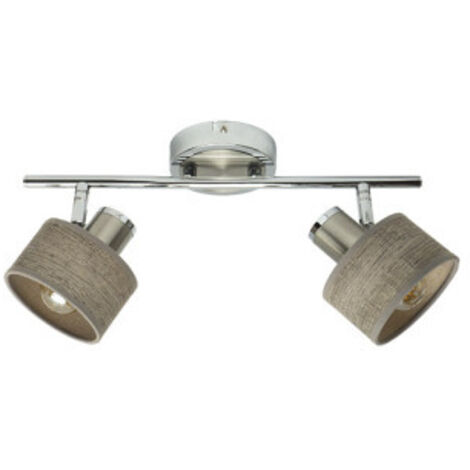 Nando Strip 2xe14 Chrome-nickel/bois gris Spots Orientables 16x36.5x10 Cm