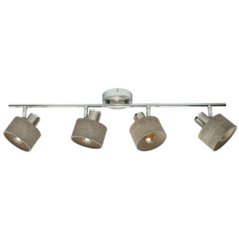 Nando Strip 4xe14 Chrome-nickel/bois gris Spots Orientables 16x73x10 Cm