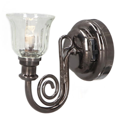 Nannigr 1:12 Pollhouse Wall lampe LED éclairage chaud Vintage Vintage Applique miniature en métal avec batterie