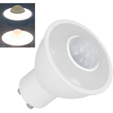 Nannigr Ampoule de remplacement GU10 LED détecteur de mouvement infrarouge à induction humaine pour plafond, couloir, porche, buanderie, garage 6000K 5W 500LM AC 100-240V