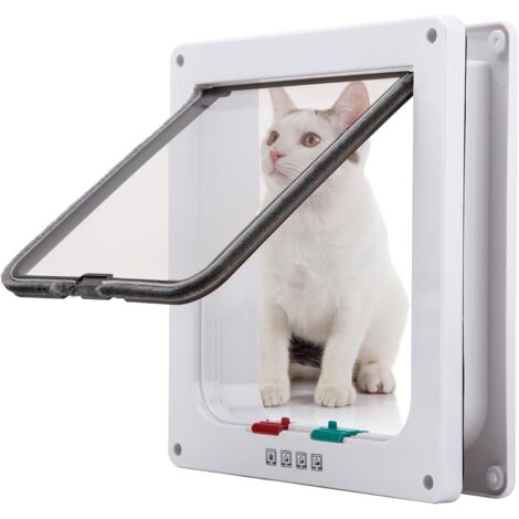Nannigr Chatière pour Chat,Magnétique Verrouillable 4 Modes pour Animaux Domestiques Chatons et Chatons Small Blanc
