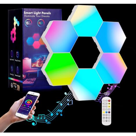 Nannigr Décoration lumineuse Panneau LED Hexagone Murale Lampe, Intelligent Lumières Hexagonales Contrôle Tactile RGB Lampe Gaming Veilleuses DIY Géométrie Module dépissurage pour Gaming Setup,Deco Ac