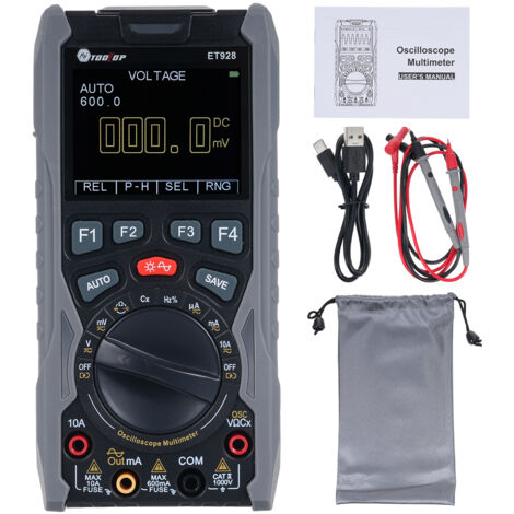 Nannigr ET928 - Oscilloscope 2 voies + multimètre + générateur de signaux avec batterie intégrée