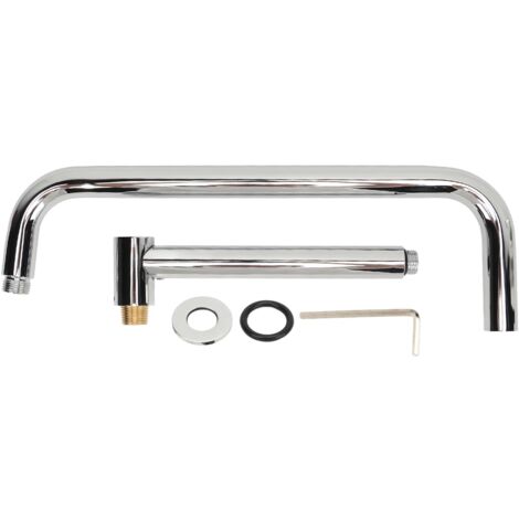 Nannigr Extension de pomme de douche avec bride, bras de douche en forme de S, support mural, tuyau de douche rotatif en acier inoxydable pour salle de bains, galvanoplastie