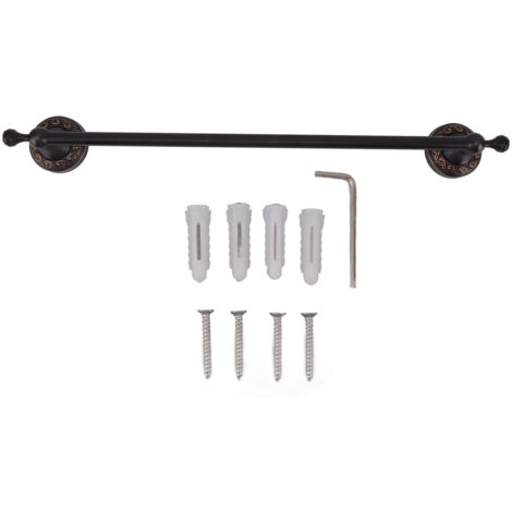 Nannigr Porte-serviettes de salle de bain 19,7 pouces, en cuivre robuste, élégant, Style rétro, porte-serviettes avec vis, clé hexagonale pour la cuisine de la maison, noir