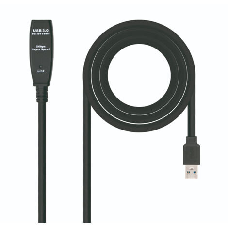Nano Cable 10.01.0311 - Câble de rallonge USB 3.0 avec amplificateur (type A/M-A/H, mâle-femelle, 5 m), noir
