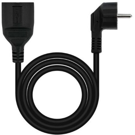 NANOCABLE 10.22.0602-BK - Verlängerungskabel, Schuko CEE7 Stecker auf Schuko CEE7 Buchse, 100% Kupfer 1,5 mm2, Schwarz, 2 m
