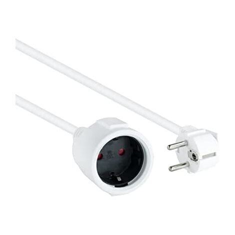 NANOCABLE 10.22.0602-W - Verlängerungskabel, Schuko CEE7 Stecker auf Schuko CEE7 Buchse, 100% Kupfer 1,5 mm2, Weiß, 2 m