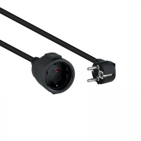 NANOCABLE 10.22.0605-BK - Cavo di alimentazione di prolunga, connettore maschio Schuko CEE7 a connettore femmina Schuko CEE7, 100% rame 1,5 mm2, nero, 5 m