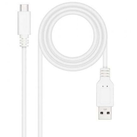 NANOCABLE CABLE USB 2.0 3A, TIPO USB-C/M-A/M, BLANCO, 3.0 M