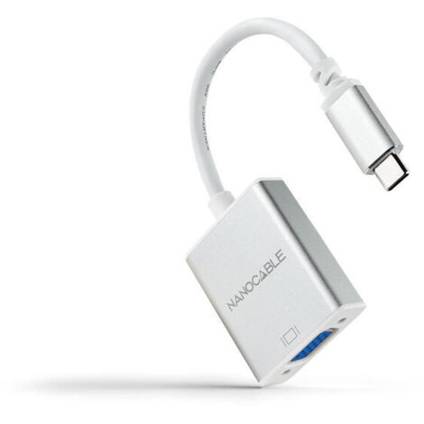 Nanocable Conversor USB-C a VGA. USB-C/M-VGA/H, Aluminio 10 cm