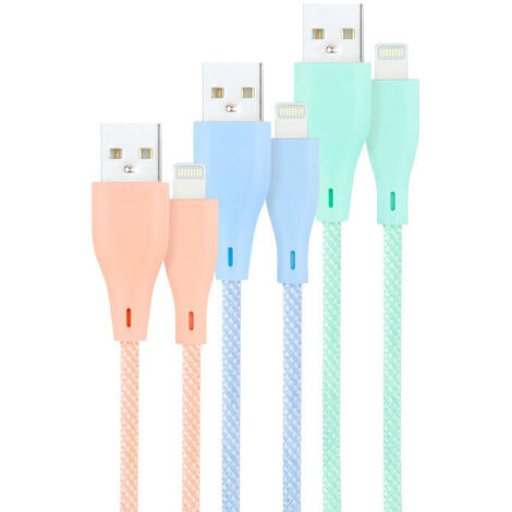 Nanocable Pack de 3 Cables Mallados USB-A Macho a Lightning Macho
Características:
-Compatible con los productos de Apple con conector Lightning.
-Com