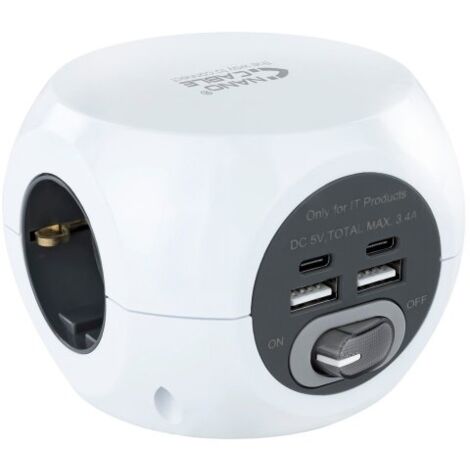 Nanocable prise avec 4 prises USB blanc