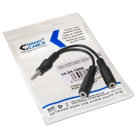 Nanokabel - 15cm Miniklinke-Audio-Duplikatorkabel 2x3,5/h-3,5/m Anschluss - dupliziert Audioausgang