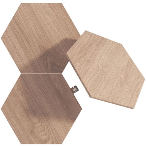 Nanoleaf Elements Expansion Pack, 3 Esagoni LED Aggiuntivi Effetto Legno - Applique da Parete Interno Modulari, Luci Led Dimmerabile WiFi, Funziona con Alexa, Sincronia Musicale, Decorazioni Casa