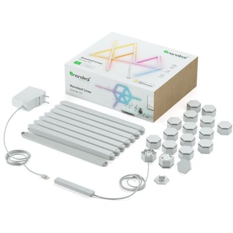 Nanoleaf Lines 60 Degrees Starter Kit, 15 Barre Luminose LED RGBW Smart e Modulari - Applique da Parete Interno Modulari, Luci Led 16M Colori WiFi, Funziona con Alexa, Sincronia Musica e Monitor