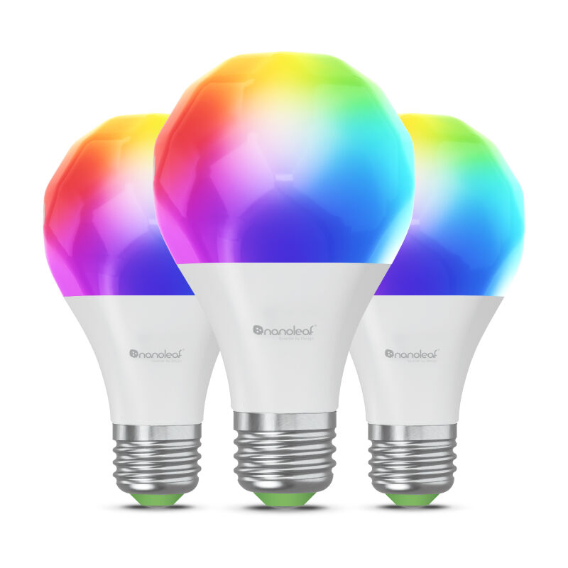 Image of Nanoleaf Matter Essentials, lampadine LED E27, confezione da 3 lampadine RGBW dimmerabili Smart ‚Äì Matter over Thread, lampadine Bluetooth che