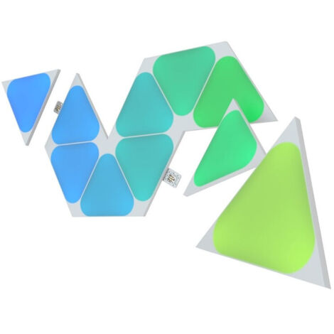 Nanoleaf Shapes Mini Triangle Expansion Pack, 10 Mini Triangoli LED Aggiuntivi RGBW - Applique da Parete Interno Modulari, Luci Led 16M Colori WiFi, Funziona con Alexa, Sincronia Musica e Monitor