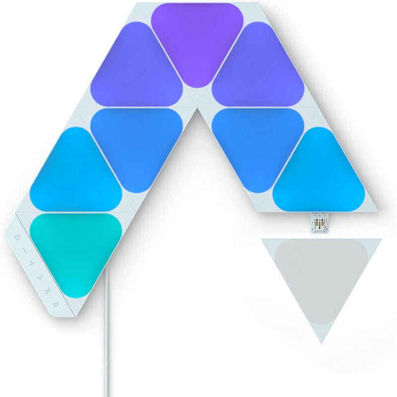 Shapes Mini Triangle Starter Kit, 9 Mini Triangoli Luminosi led rgbw Smart, Applique da Parete Interno Modulari, Luci Led 16M Colori WiFi, Funziona