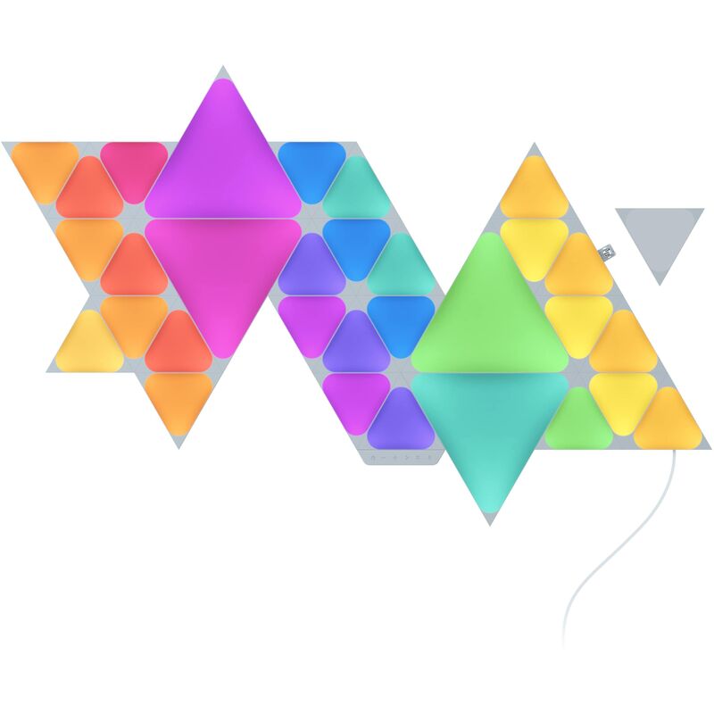 Image of Shapes Mini Triangle Starter Kit Bundle, 32 Triangoli Luminosi led rgbw Smart (28 Mini + 4 Triangoli), Applique da Parete Interno Modulari, Luci Led