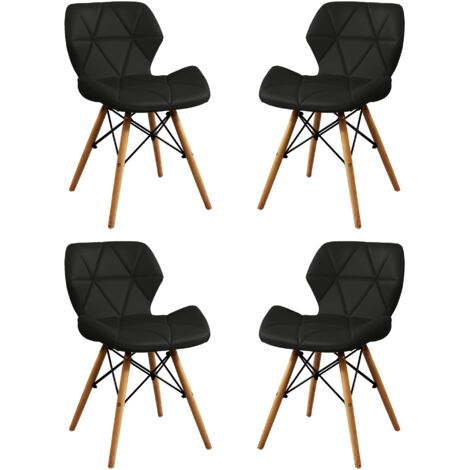 NAOMIE - sedia moderna in ecopelle e legno set da 4