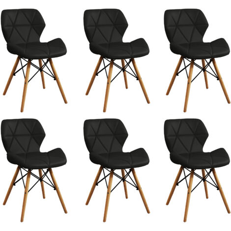 NAOMIE - sedia moderna in ecopelle e legno set da 6
