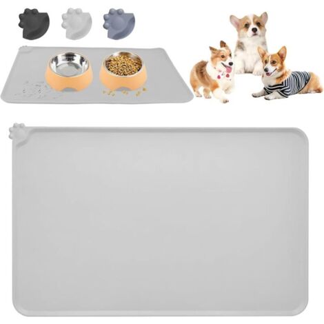 Napfunterlage für Hunde, Napfunterlage aus Silikon, Futterunterlage aus Silikon, Futterunterlage für Hunde und Katzen, wasserfest und rutschfest, Schwarz, 47 x 30 cm FLITI