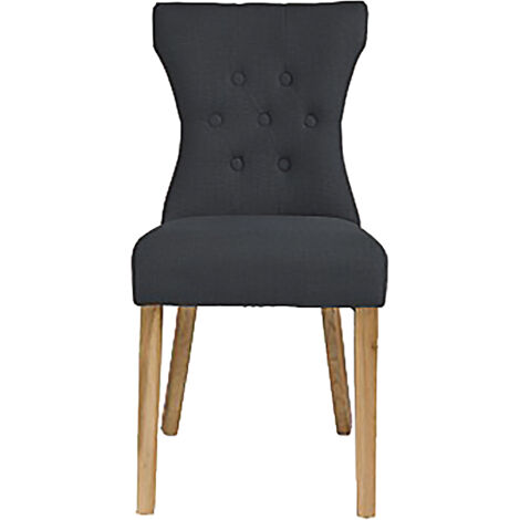 Naples Dining Chair (Pack of 2) - Linen Fabric - L63 x W46 x H92 cm - Grey