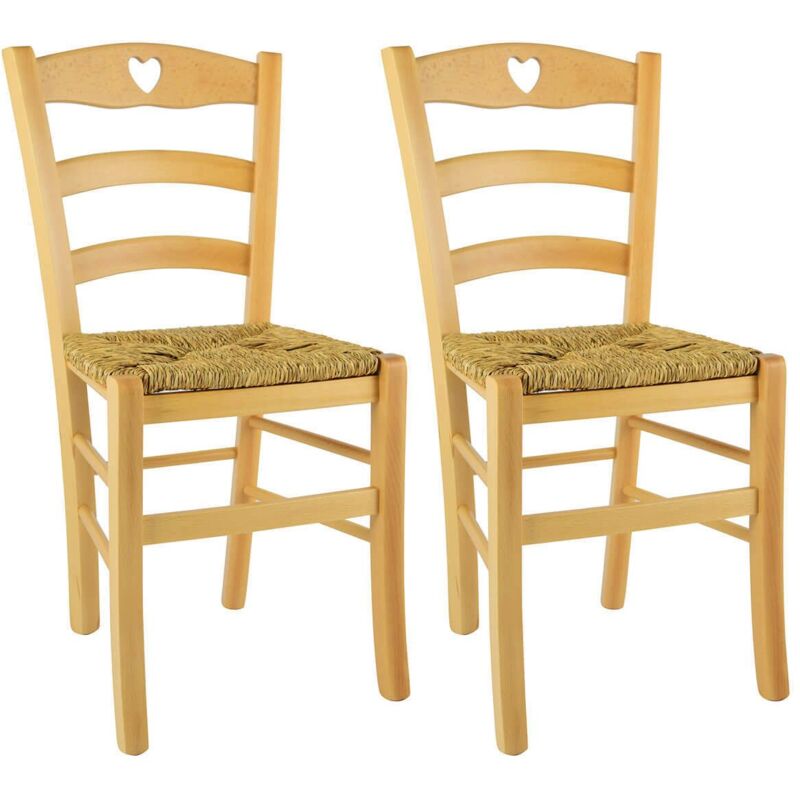 Altobuy - naples - Lot de 2 Chaises Naturelles et Assises en Paille